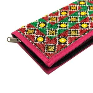 Handcrafted Pink Embroidered Women's Wallet